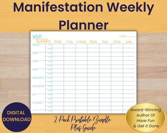 Manifestation Journal, Weekly, Goal Setting, Time Blocking, ADHD Planner, Life Purpose, Weekly Planner Printable, A5, A4, Letter