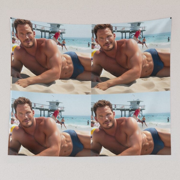 Chris Pratt Summer Wall Tapestry, Chris Pratt Mandala Tapestry Wall Hanging Handsome Tapestry Wall Decor, Actor, Movies, Celebrity, Tv Shows