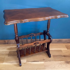 Midcentury Wood Side Table With Magazine Rack