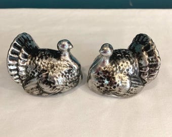Vintage Turkey Salt & Pepper Shakers Ceramic Metallic Finish Thanksgiving Decor