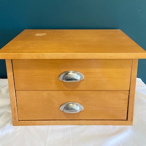 Vintage Solid Maple 2-Drawer Small Tabletop Cabinet