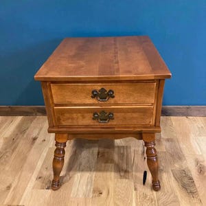 Midcentury Ethan Allen 2-Drawer Side Table