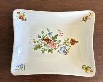 Vintage Floral Porcelain Soap Dish - Hand-Painted Tray