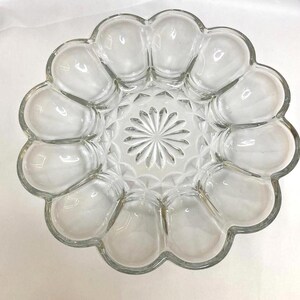 Vintage Anchor Hocking Fairfield Deviled Egg Plate, Clear Glass Egg Platter