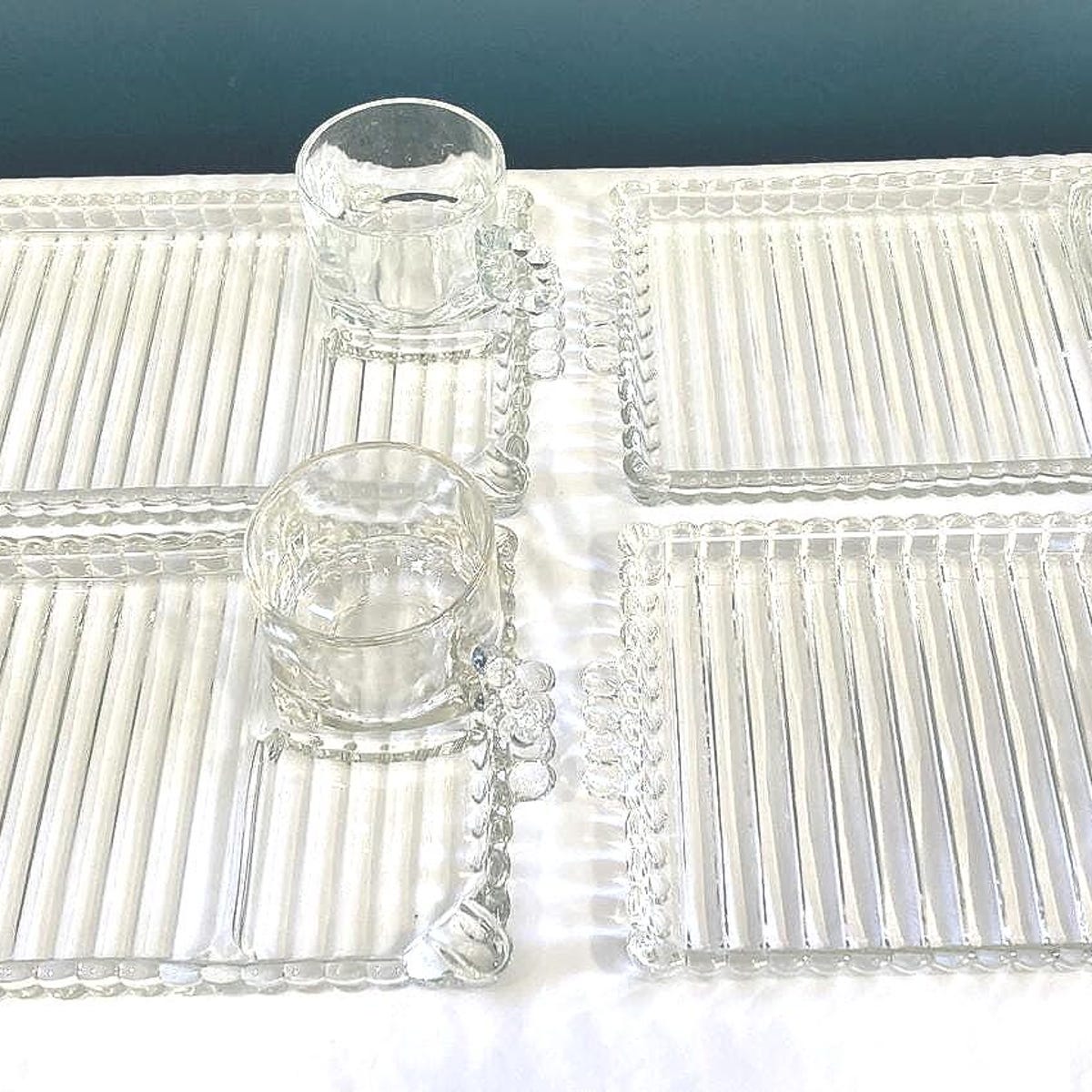Vintage Hazel Atlas Sip N Smoke Set: MCM Snack Trays & Cups W/ Box - Etsy