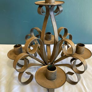 Vintage Wrought Cast Iron 5-Point Candleholder | Scrolled Metal Candelabra | Vintage Finds