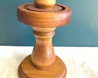 Vintage Solid Wood Pedestal Candle Holder Stand