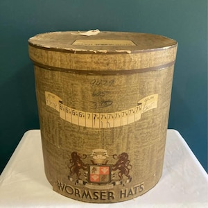 Vintage Wormser Hat Box with Insert – 12.25” Tall