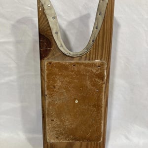 Vintage Wooden Boot Jack with Leather Inlay – Rustic Western Decor