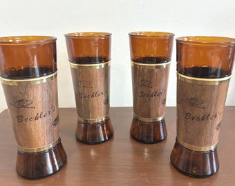 Vintage Siesta Ware Amber Glass Tumblers, Mid Century Barware, Set of 4