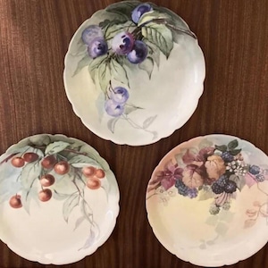 Antique J.P.L. Limoges France Hand Painted Floral Plates – Set of 3