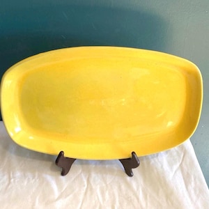Midcentury Frankoma Pottery 13.6” Yellow Oval Platter 5QS