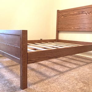 Solid Oak Farmhouse Platform Bed, Handmade Rustic Wood Bedroom Furniture