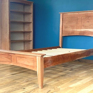 New Handmade Solid Cherry Wood Shaker Style Bed Frame,  Handcrafted Furniture, Made in the USA