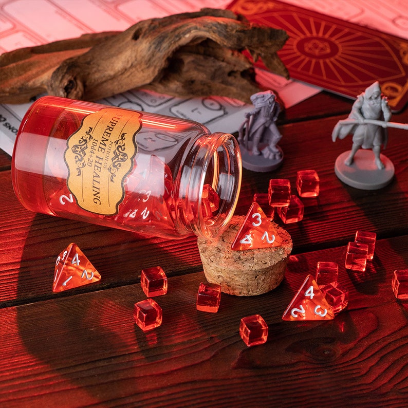 Polyhedral Würfel Trank der Heilung,Trank Glasröhre Flasche Glühen Würfel Set,Dnd Trank,DungeonsandDrachen,Rollenspiel,Geschenk für Rollenspieler Bild 2