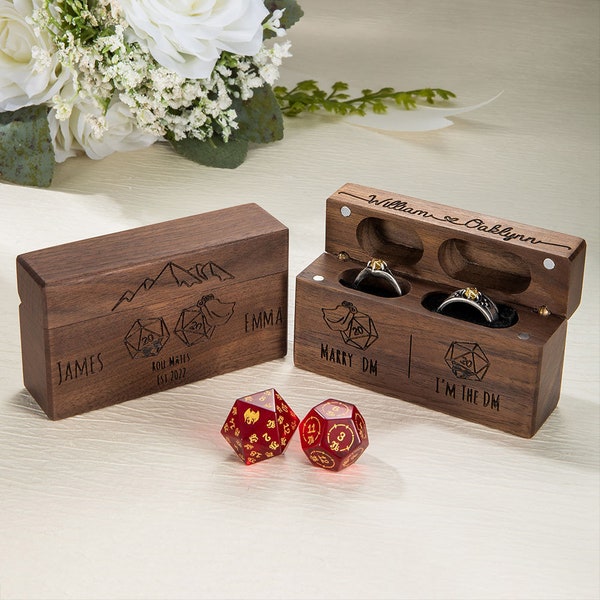 Personalized DND Ring Box, Wedding Box, Valentine's Day Gift,Anniversary Gift,DND Gift,Gift for Wife,Gift for Her,Gift for Role Game Players