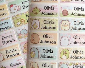 Name Sticker Labels - Sumikko Gurashi 3 Sticker Sheets + Sleeve - Dishwasher safe - Waterproof - Daycare - Cute  - Customized Labels