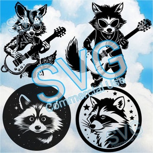 Racoon guitar , Raton laveur guitare , cut file , fichiers de découpe , Cricut Brother Scann and Cut , Silhouette , commercial licence