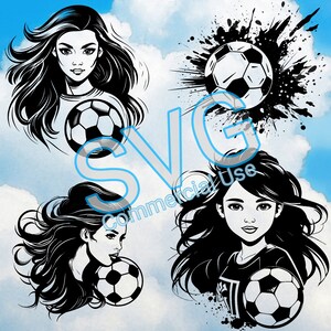 Soccer Woman Girl Football Filles , SVG Bundle , cuting file , Fichier de découpe , Cricut , Scann and Cut , Silhouette , commercial licence