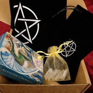 Baralho de Tarô Thoth de Aleister Crowley e Frieda Harris, conjunto com bolsa de veludo, toalha de mesa, cristais, design clássico, kit de oráculo de adivinhação/fortuna