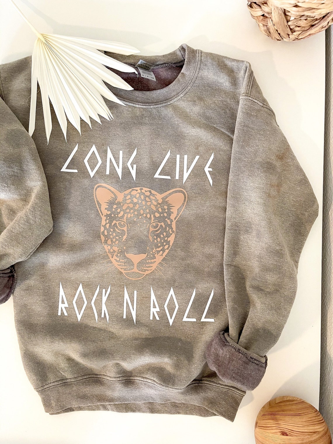 Rock n roll leopard sweatshirt reverse tie dye sweatshirt | Etsy