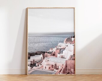 Santorini Greece Coastal Print: Pastel Mediterranean Decor (Digital Download)