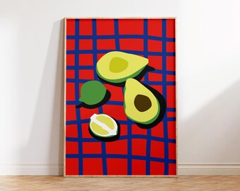 Avocado Pop Art Print: Modernes Essen Illustration (Digitaler Download)