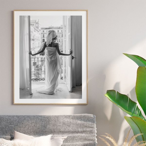 Elegant Bridal Towel Wrap Digital Photo - Wedding Morning Prep Art Download - Printable Bridal Suite Decor - Instant Bridesmaid Gift