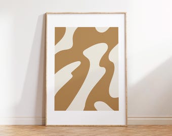 Abstract Shapes Art Print: Caramel Beige, Minimalist Decor (Digital Download)