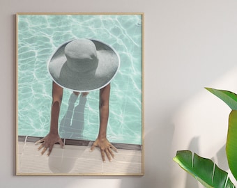 Pool Fashion Print: Frau mit Hut, Chill Holiday (Digitaler Download)