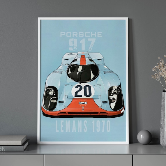 Porsche 917 Le Mans 1970 Vintage Racing Poster, Classic Motorsport Art Print, Collector's Car Memorabilia, Retro Auto Wall Decor. Download