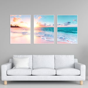 Tropical Beach Sunset Print Set: Romantic Fashion Wall Art (Digital Download)