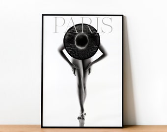 Paris Fashion Print: Lady with Hat, Designer Wall Art (Digital Download)