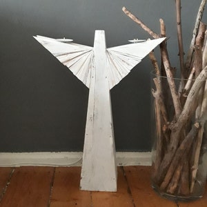 Engel Vintage Style Upcycling Holz minimalistisch Trostengel Weihnachtsengel weiß lasiert Einzelstücke Shabby Chic Freundschaftsgeschenk