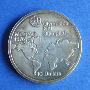 1973 Kanada 10 Dollar Sterling Silber Münze - Montreal 1976 Olympische Sommerspiele mit Karte