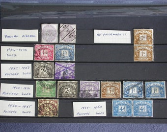 Royaume-Uni - Carte de stock de divers timbres-poste et timbres fiscaux