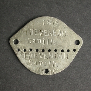 World War One Era French Army Dog Tag - Camille Theveneau