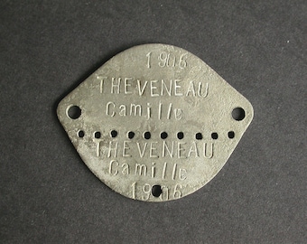 World War One Era French Army Dog Tag - Camille Theveneau - Etsy