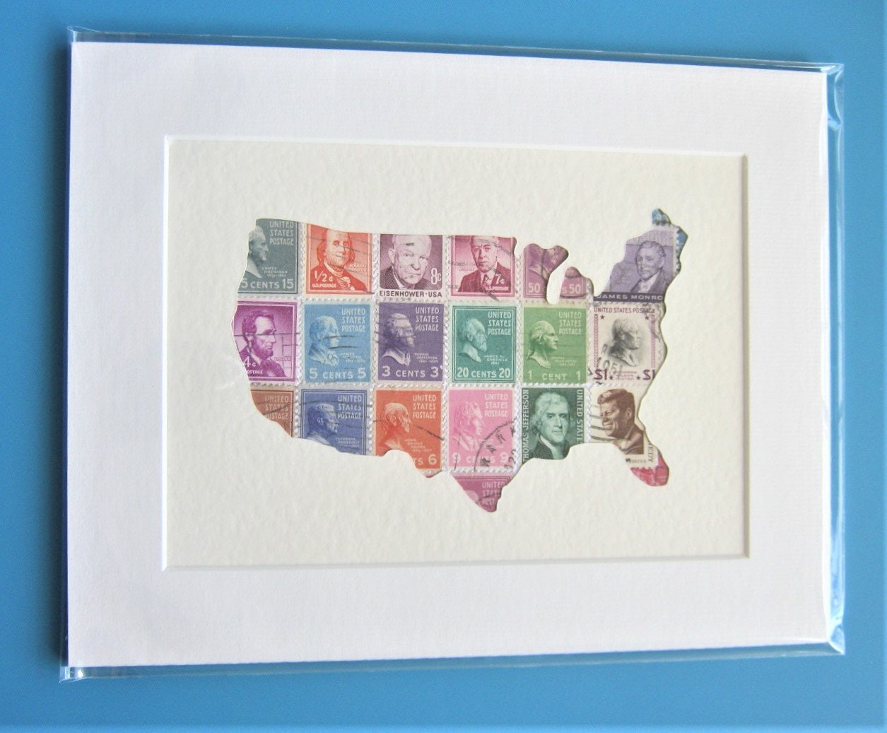 USPS Stamp Art Vintage USA Postage Stamp Art Etsy