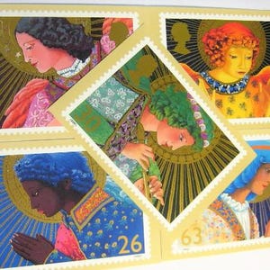 5 x Weihnachtsengel Vintage Postkarten 1998
