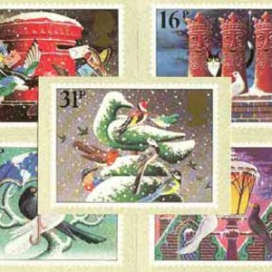 5 cartoline natalizie d'epoca - 1983
