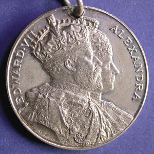 King Edward VII 1902 Coronation - White Metal Medallion by Spink