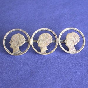 20th Century Silber Brosche aus Holländischen Cutout Münzen