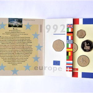 BUNC 9-coin set Pack with RARE EEC 1992/3 Dual Date 50p - Royal Mint 1992