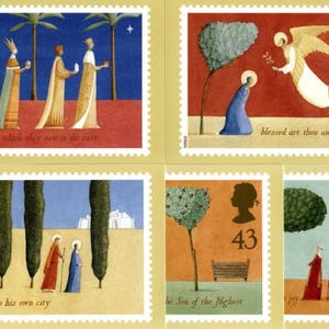 5 x Christmas Vintage postcards - 1996