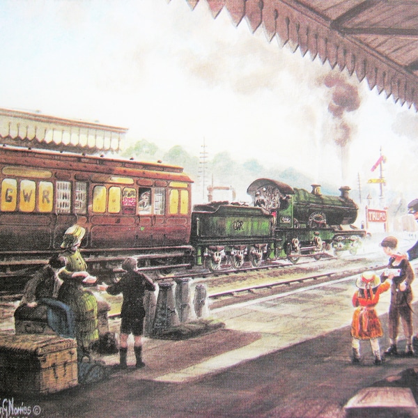Lot de 2 cartes postales vintage Locomotives à vapeur