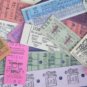 Small Collection of Vintage English Bus and Rail Tickets from the 20th Century