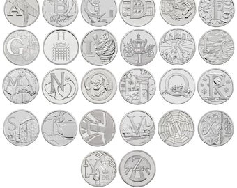 Monedas de 10 peniques del alfabeto - A a la Z 2018
