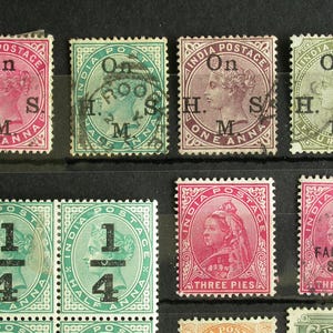 INDIA - One Stock Card Containing Stamps from the 19th to 20th Centuries