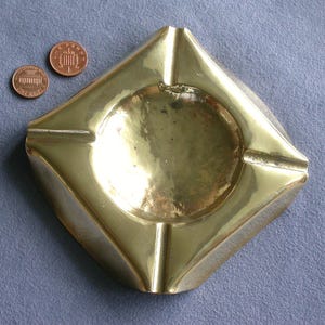 Vintage Heavy Hand-Wrought Brass Ashtray